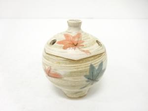 藤山窯造　色絵　紅葉　香炉（保護箱付）